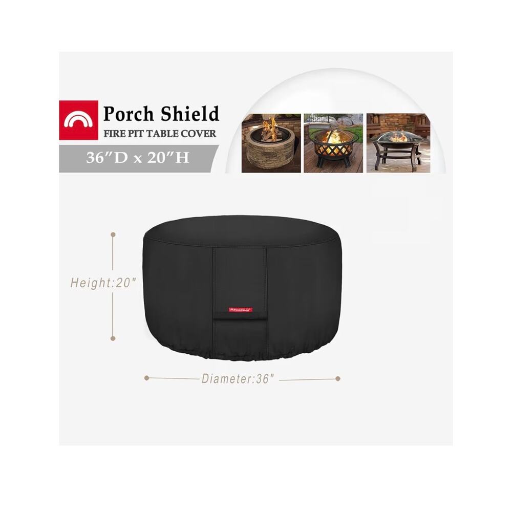 New open box Porch Shield Fire Pit Cover - Waterproof 600D Heavy Duty Fade - Picture 4 of 9